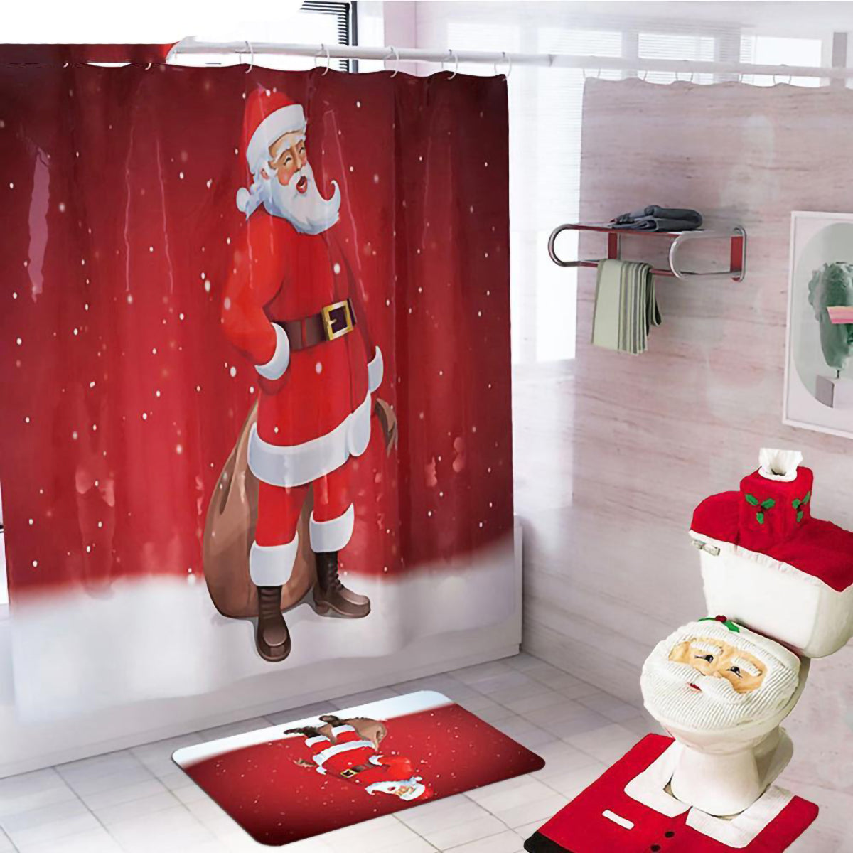 Merry Christmas Bathroom Curtain Set